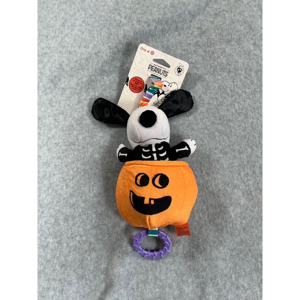 Peanuts Snoopy Halloween Skeleton Pumpkin Baby Pull Down Jiggle Toy Target NWT